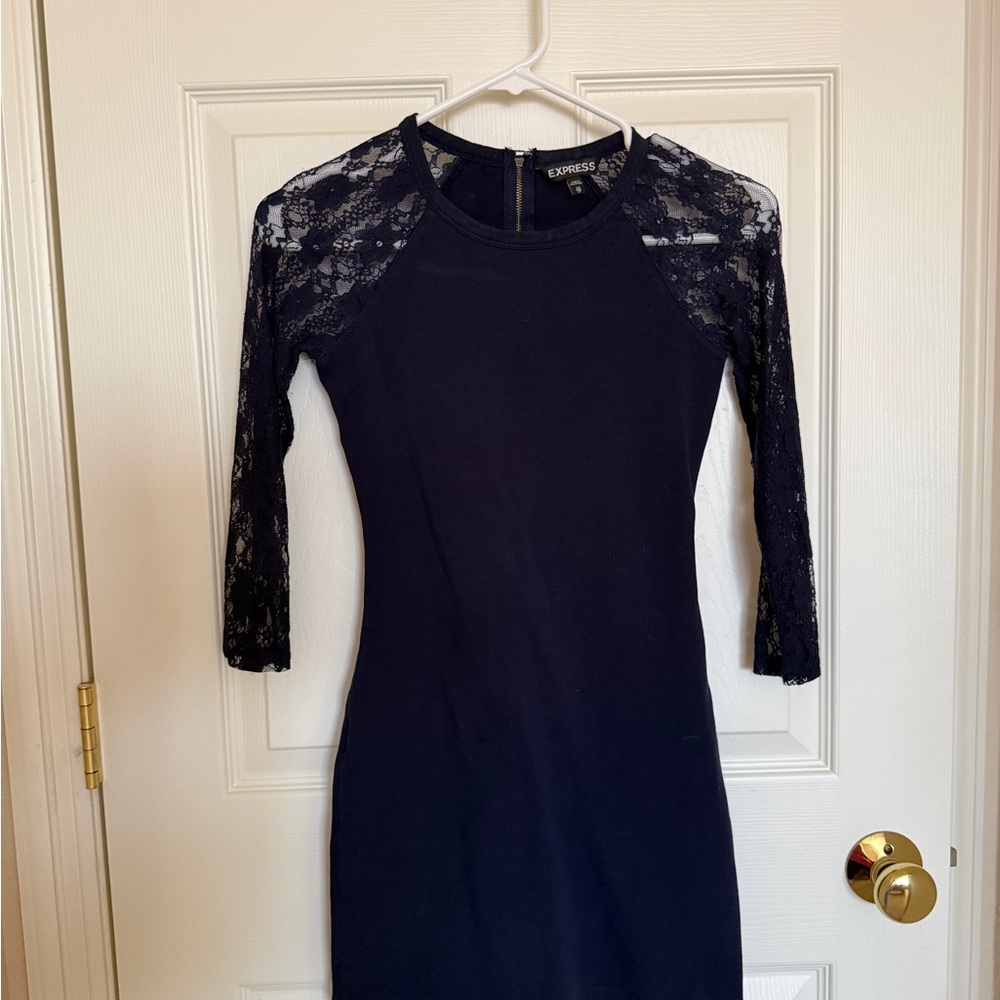 Express Black Dress with Lace Sleeves